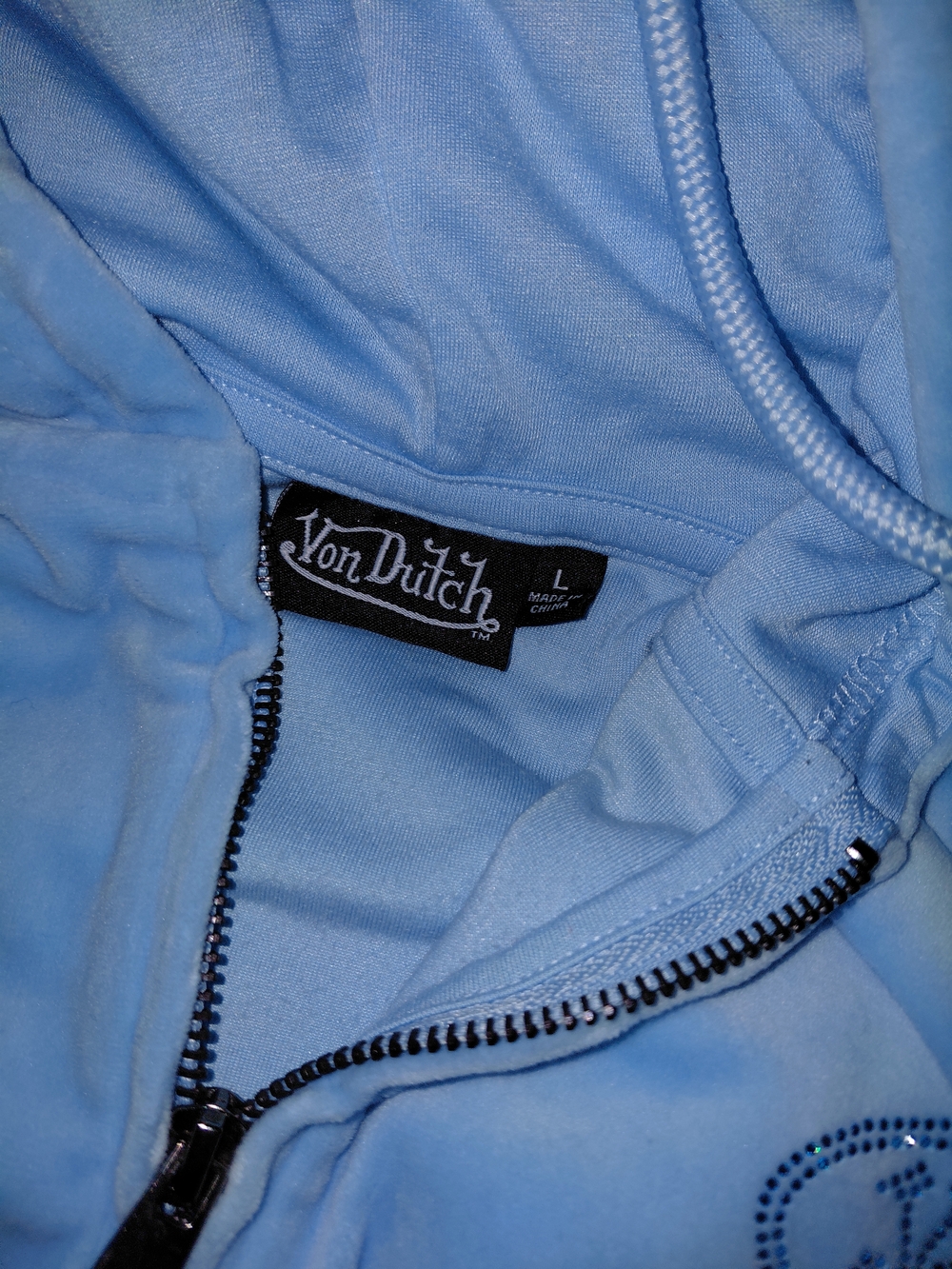 Von Dutch Light Blue Velour Hoodie & Joggers - Picture 8 of 10